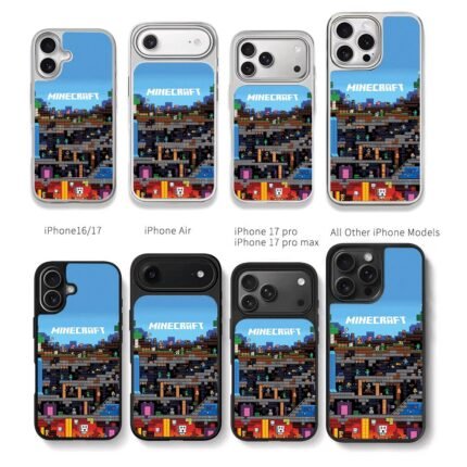 Minecraft pixel mobs and blocks Chris Brown Phone Case Black Electroplated Silver For Iphone 11 To 17