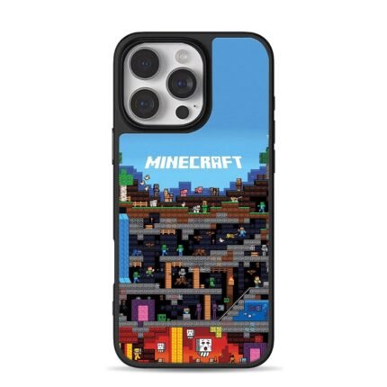 Minecraft pixel mobs and blocks iPhone 16 Pro Max Black Case