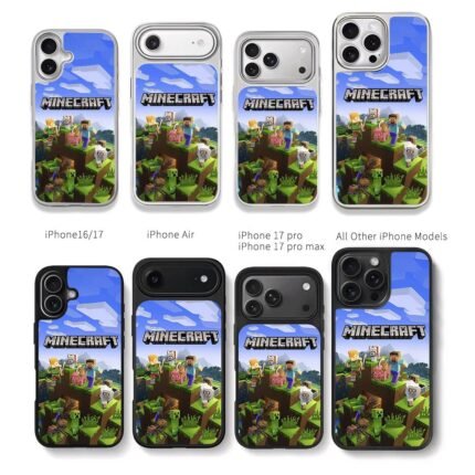 Minecraft Steve Alex and game mobs Chris Brown Phone Case Black Electroplated Silver For Iphone 11 To 17
