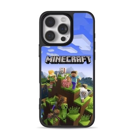Minecraft Steve Alex and game mobs iPhone 16 Pro Max Black Case