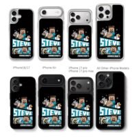 Minecraft Steve wolf chicken pick Chris Brown Phone Case Black Electroplated Silver For Iphone 11 To 17