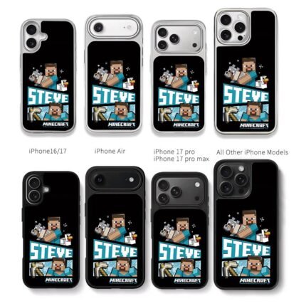 Minecraft Steve wolf chicken pick Chris Brown Phone Case Black Electroplated Silver For Iphone 11 To 17