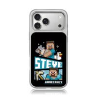 Minecraft Steve wolf chicken pick iPhone 17 Pro Max Electroplated Silver Case1