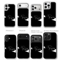Minimalist BMW E30 Wagon Silhouette Chris Brown Phone Case Black Electroplated Silver For Iphone 11 To 17