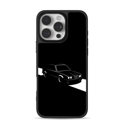 Minimalist BMW E30 Wagon Silhouette iPhone 16 Pro Max Black Case
