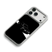 Minimalist BMW E30 Wagon Silhouette iPhone 17 Pro Max Electroplated Silver Case2