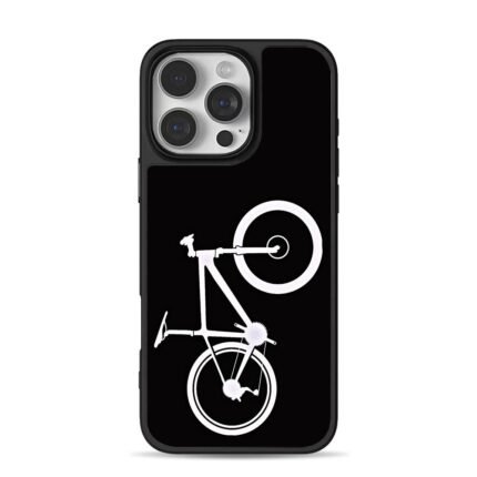 Minimalist white bike silhouette iPhone 16 Pro Max Black Case