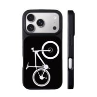 Minimalist white bike silhouette iPhone 17 Pro Max Black Case