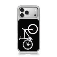 Minimalist white bike silhouette iPhone 17 Pro Max Electroplated Silver Case1