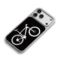 Minimalist white bike silhouette iPhone 17 Pro Max Electroplated Silver Case2