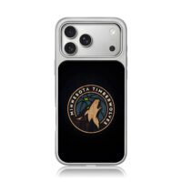 Minnesota Timberwolves wolf logo iPhone 17 Pro Max Electroplated Silver Case1
