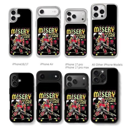 Misery worldwide combat robot skull Chris Brown Phone Case Black Electroplated Silver For Iphone 11 To 17