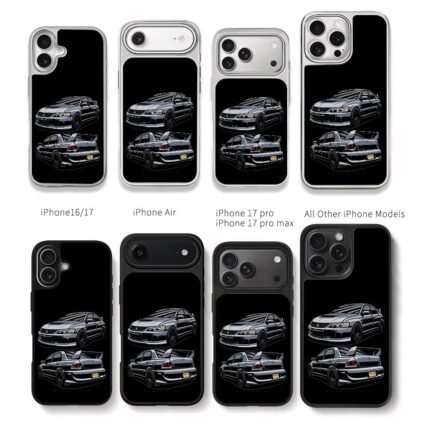 Mitsubishi Lancer EVO two views art Chris Brown Phone Case Black Electroplated Silver For Iphone 11 To 17