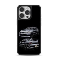 Mitsubishi Lancer EVO two views art iPhone 16 Pro Max Black Case
