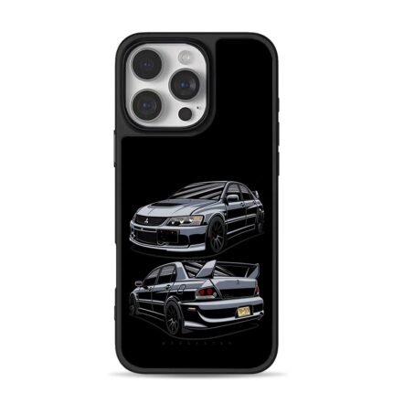 Mitsubishi Lancer EVO two views art iPhone 16 Pro Max Black Case