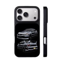 Mitsubishi Lancer EVO two views art iPhone 17 Pro Max Black Case