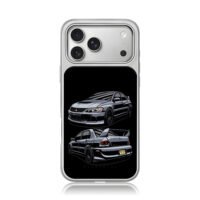 Mitsubishi Lancer EVO two views art iPhone 17 Pro Max Electroplated Silver Case1
