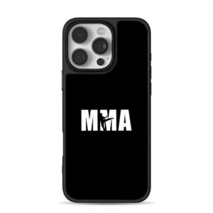 MMA with kicking fighter silhouette iPhone 16 Pro Max Black Case