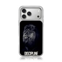 Mono lion Discipline text black iPhone 17 Pro Max Electroplated Silver Case1