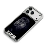 Mono lion Discipline text black iPhone 17 Pro Max Electroplated Silver Case2