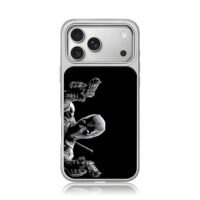 Monochrome Deadpool dual pistols iPhone 17 Pro Max Electroplated Silver Case1