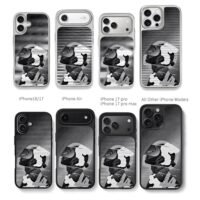 Monochrome hip hop rapper cloud art Chris Brown Phone Case Black Electroplated Silver For Iphone 11 To 17