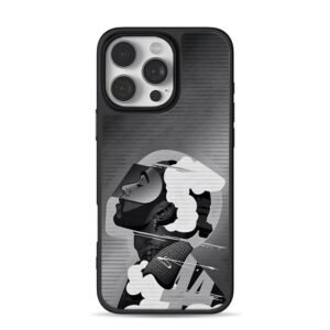 Monochrome hip hop rapper cloud art iPhone 16 Pro Max Black Case