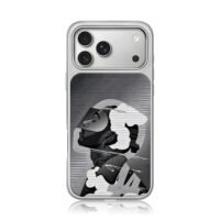 Monochrome hip hop rapper cloud art iPhone 17 Pro Max Electroplated Silver Case1