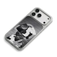 Monochrome hip hop rapper cloud art iPhone 17 Pro Max Electroplated Silver Case2
