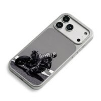 Monster Ducati racer on race track iPhone 17 Pro Max Electroplated Silver Case2