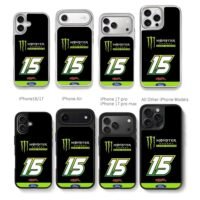 Monster Energy Ford 15 racing Chris Brown Phone Case Black Electroplated Silver For Iphone 11 To 17