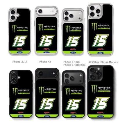 Monster Energy Ford 15 racing Chris Brown Phone Case Black Electroplated Silver For Iphone 11 To 17