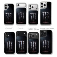 Monster Energy metallic claw logo Chris Brown Phone Case Black Electroplated Silver For Iphone 11 To 17
