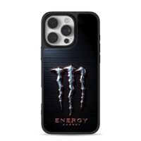Monster Energy metallic claw logo iPhone 16 Pro Max Black Case