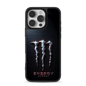 Monster Energy metallic claw logo iPhone 16 Pro Max Black Case