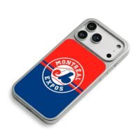 Montreal Expos MLB logo red blue iPhone 17 Pro Max Electroplated Silver Case2
