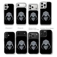 Moon Knight hooded glowing logo Chris Brown Phone Case Black Electroplated Silver For Iphone 11 To 17