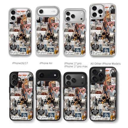Morgan Wallen country music collage Chris Brown Phone Case Black Electroplated Silver For Iphone 11 To 17
