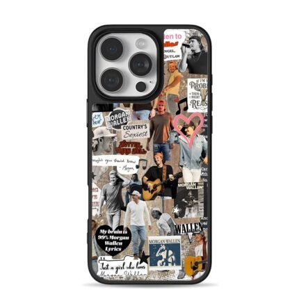 Morgan Wallen country music collage iPhone 16 Pro Max Black Case
