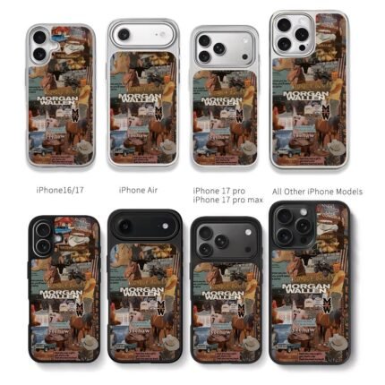 Morgan Wallen cowboy country collage Chris Brown Phone Case Black Electroplated Silver For Iphone 11 To 17