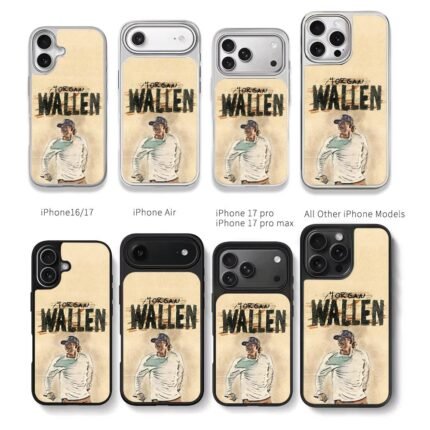 Morgan Wallen painted singing portrait Chris Brown Phone Case Black Electroplated Silver For Iphone 11 To 17