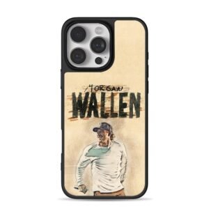 Morgan Wallen painted singing portrait iPhone 16 Pro Max Black Case