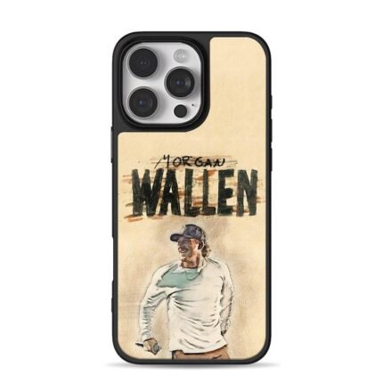Morgan Wallen painted singing portrait iPhone 16 Pro Max Black Case