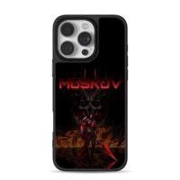 Moskov demon skull fire warrior art iPhone 16 Pro Max Black Case