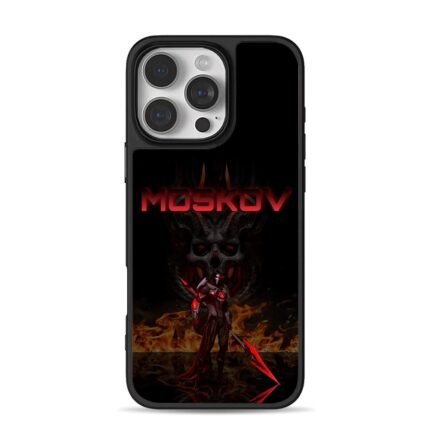 Moskov demon skull fire warrior art iPhone 16 Pro Max Black Case