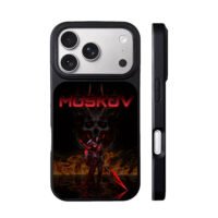 Moskov demon skull fire warrior art iPhone 17 Pro Max Black Case