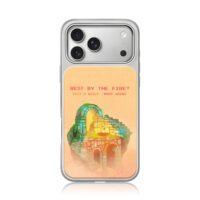 Mossy stone ruin campfire quote art iPhone 17 Pro Max Electroplated Silver Case1