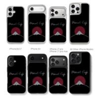 Mount Fuji red sun rhinestone art Chris Brown Phone Case Black Electroplated Silver For Iphone 11 To 17