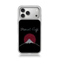 Mount Fuji red sun rhinestone art iPhone 17 Pro Max Electroplated Silver Case1