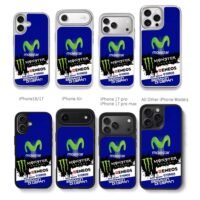 Movistar MonsterEnergy Yamaha ENEOS Chris Brown Phone Case Black Electroplated Silver For Iphone 11 To 17